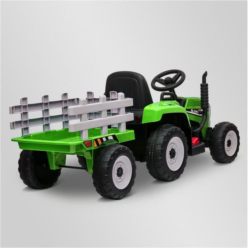 Tracteur électrique enfant avec remorque Vert