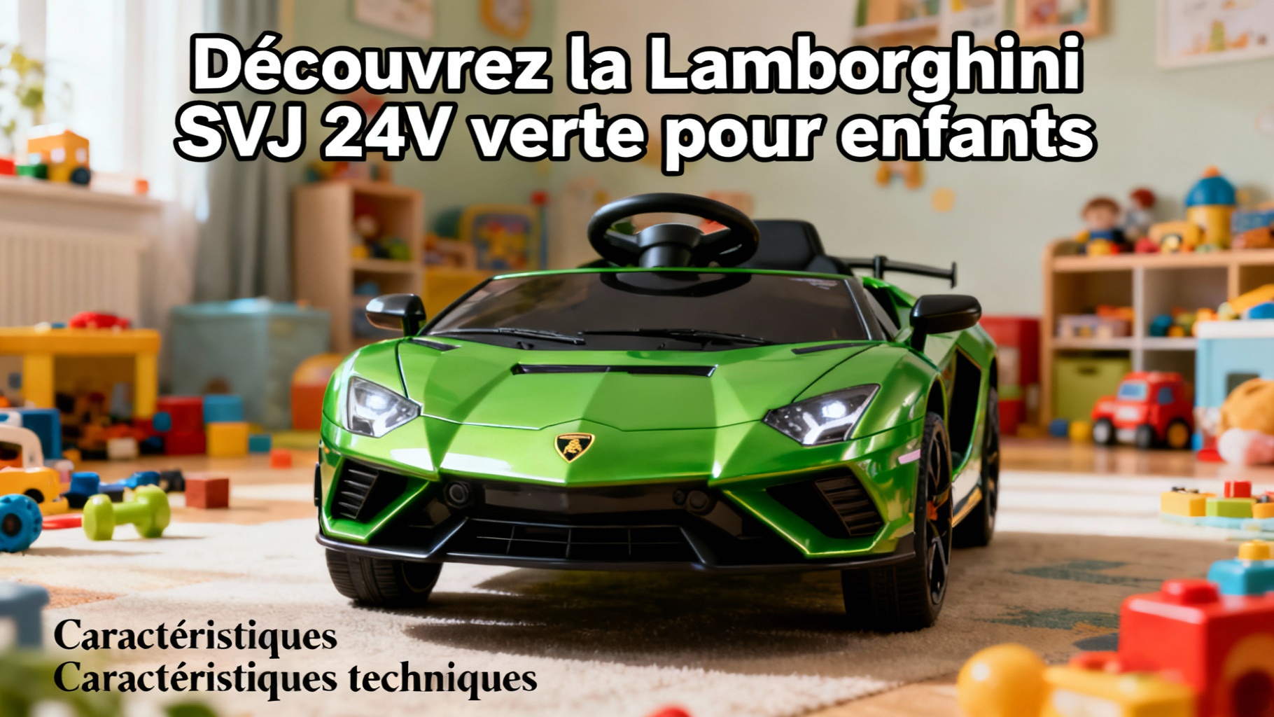 Découvrez la lamborghini SVJ 24V verte pour enfants 1 Caractéristiques techniques