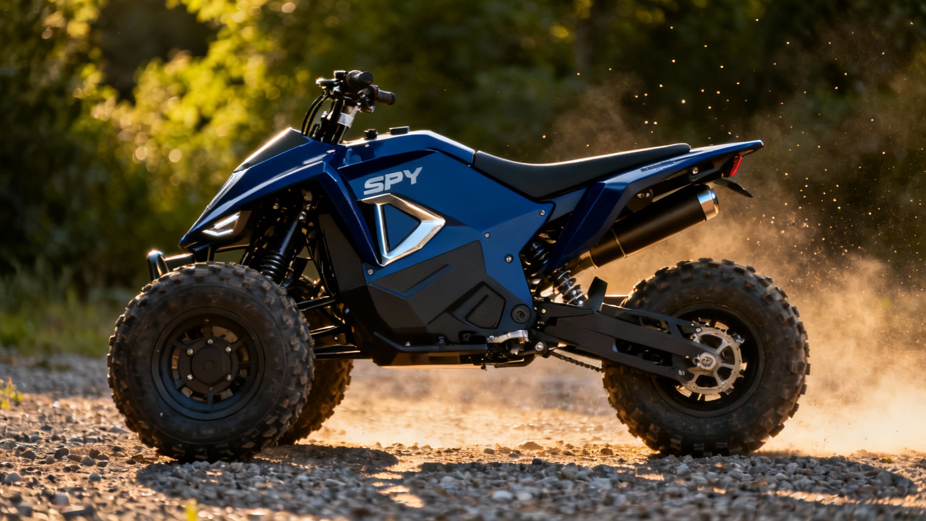 Découvrez le quad électrique spy racing E8 bleu mat