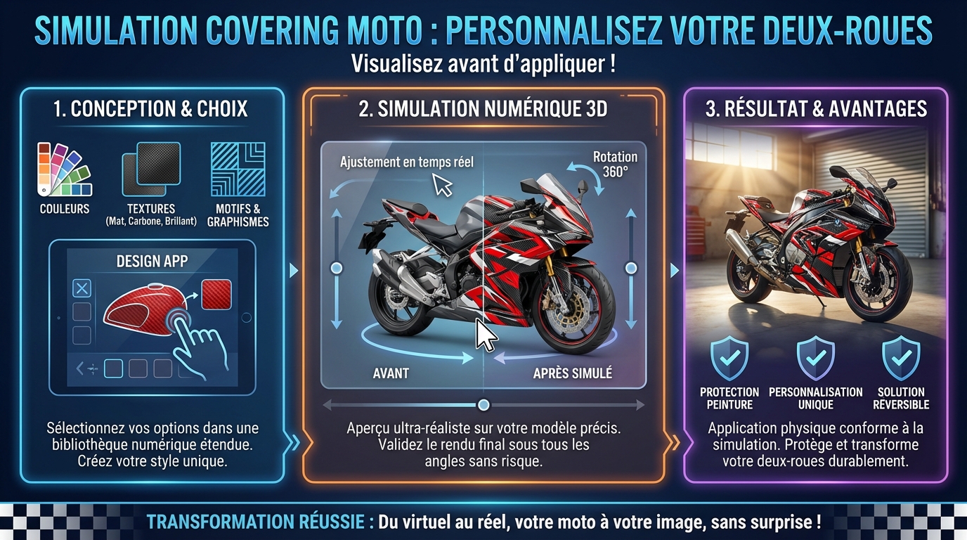 Simulation covering moto : personnalisez votre deux-roues 1 Comment réaliser une simulation de covering moto ?