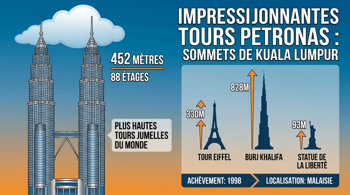 La hauteur des tours Petronas