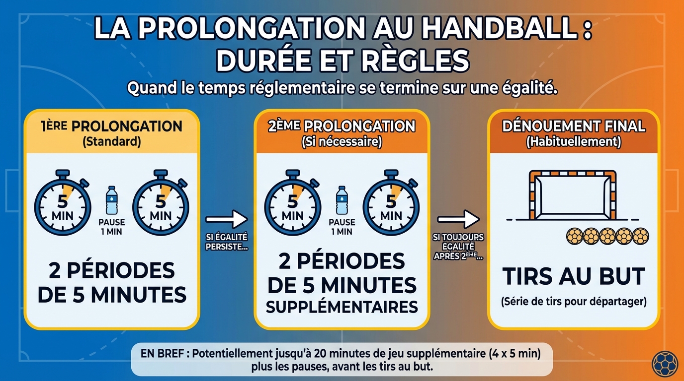 Quelle est la durée de la prolongation au handball ? 1 Les règles régissant les prolongations