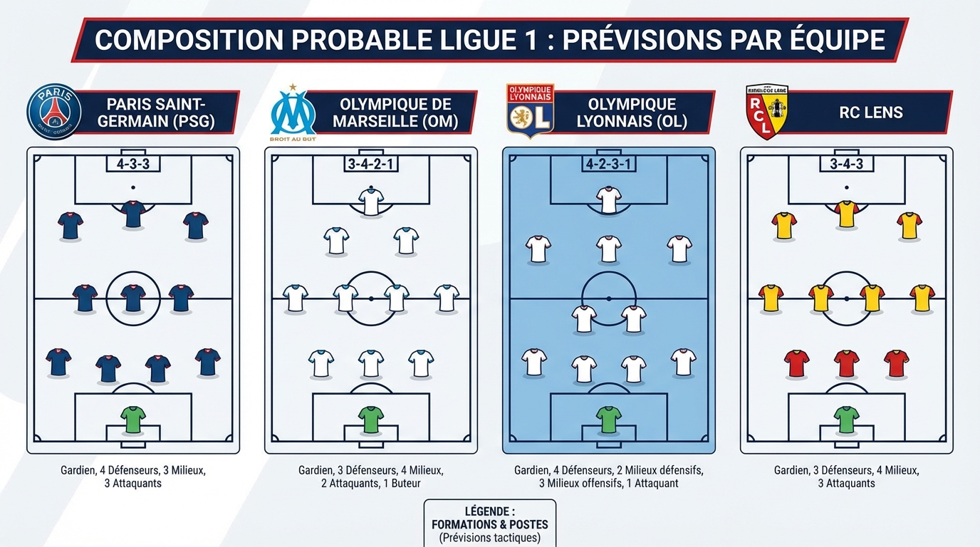 Composition probable ligue 1 : prévisions pour chaque équipe 1 Analyse des équipes