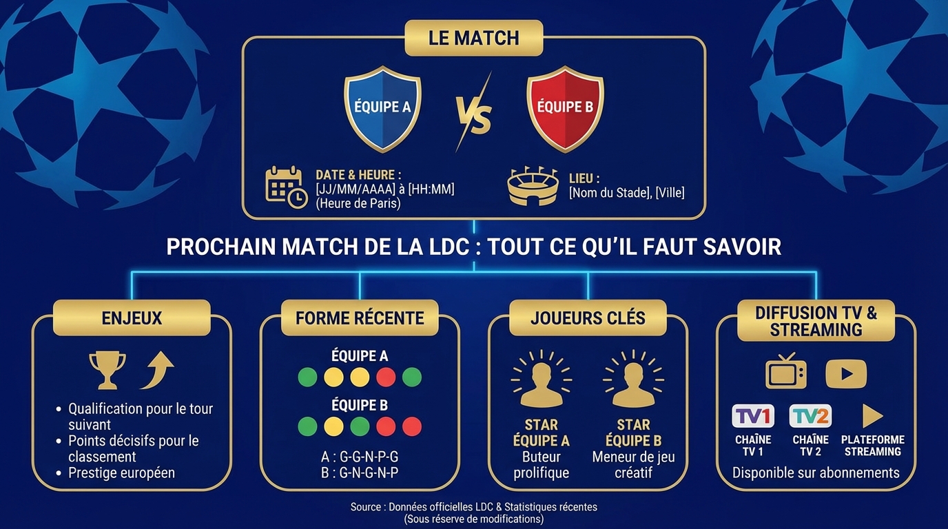 Calendrier des prochains matchs de la LDC
