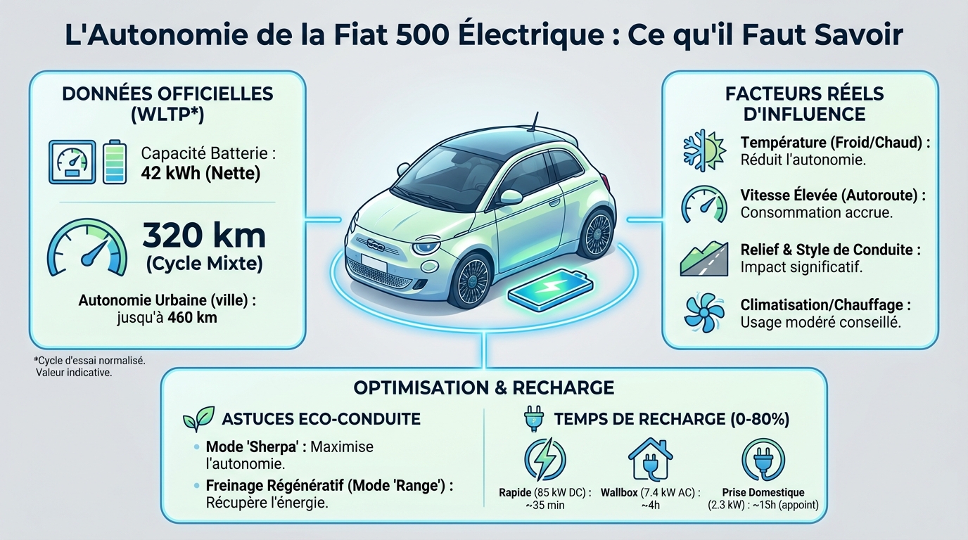Tout savoir sur l'autonomie de la fiat 500 électrique 1 Facteurs influençant l’autonomie