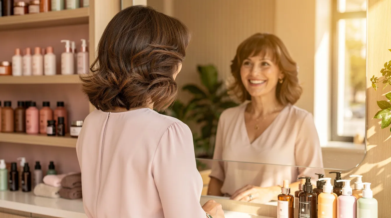 Coupe cheveux mi-long dégradé effilé avec frange à 50 ans : le secret pour rajeunir